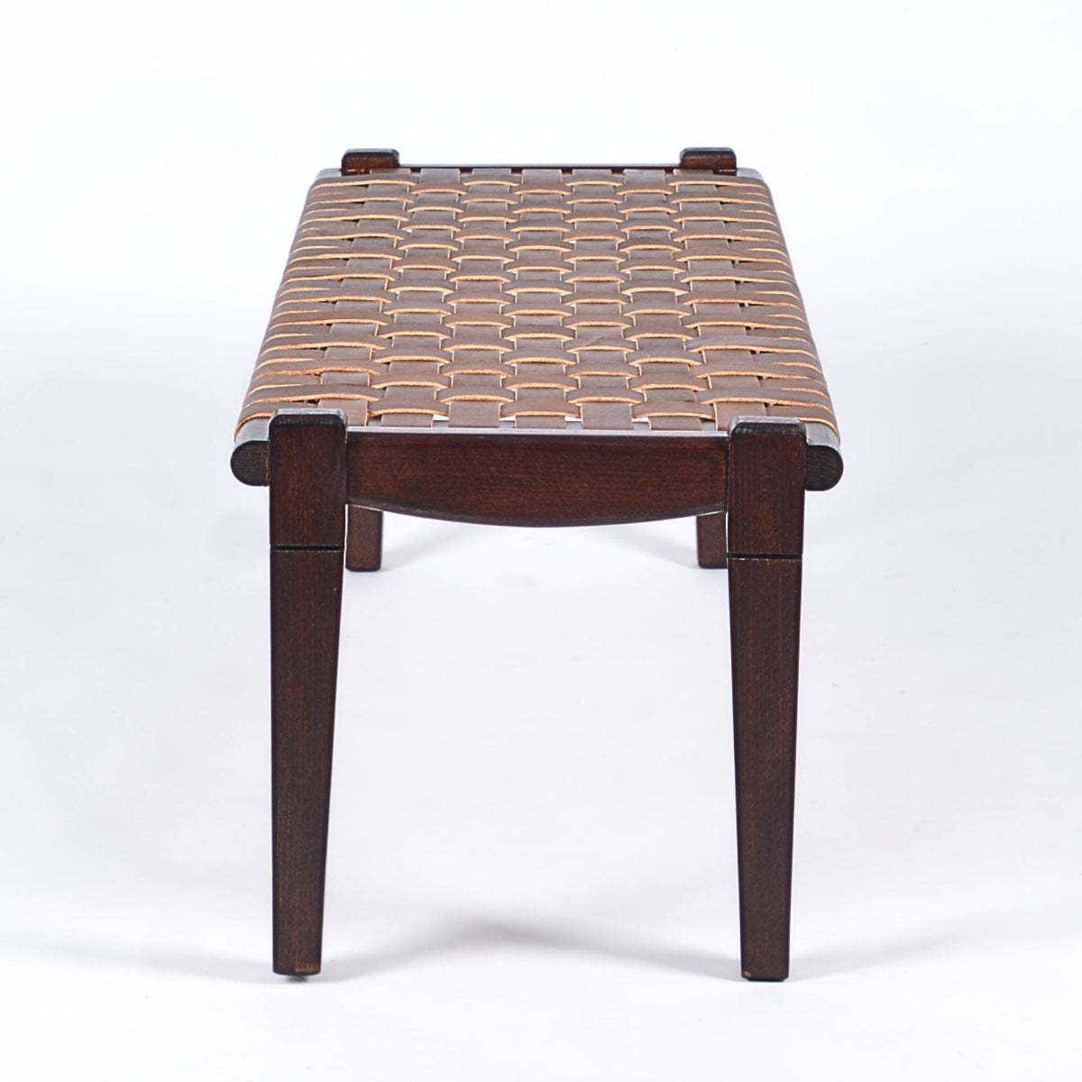 woven strap leather bench Brown Solveig