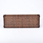 woven strap leather bench Brown Solveig