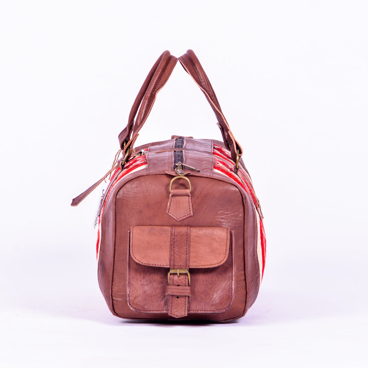 Set of 2 Kilim and Leather Duffel Bags - Large and Medium