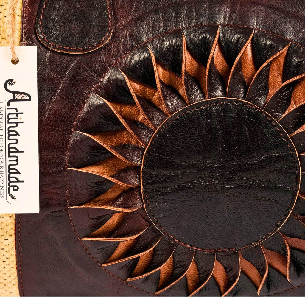 The Sun Duffle Bag, Leather Kilim Travel Bag - Brown And Dark Brown