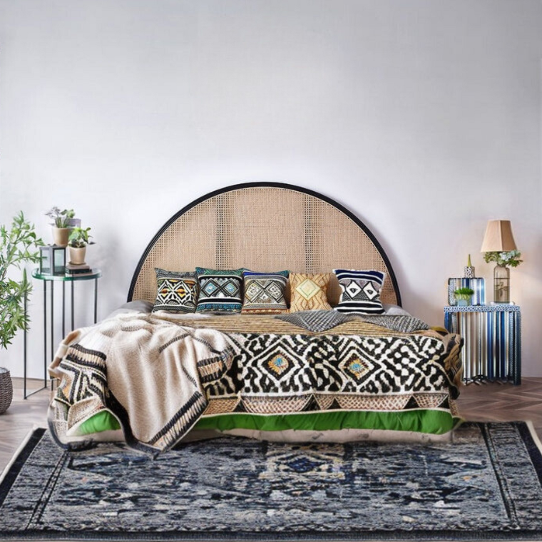 Add a Touch of Boho Chic: Half Moon Rattan Headboard | Unique Bedroom Decor