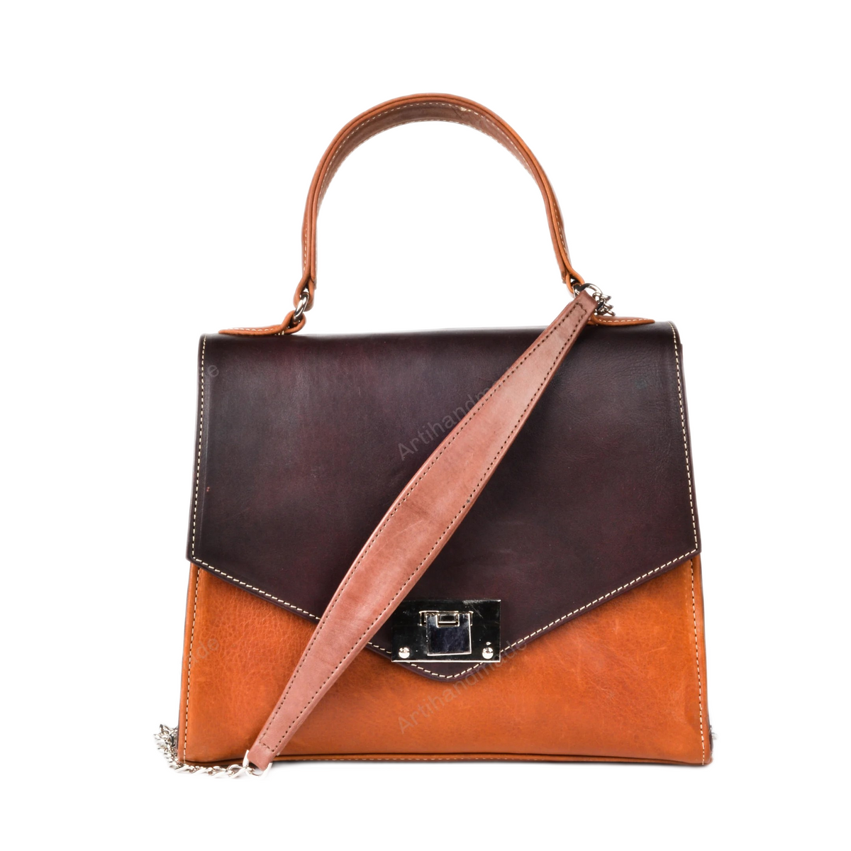 Women's Leather Handbag with 2 Adjustable Straps