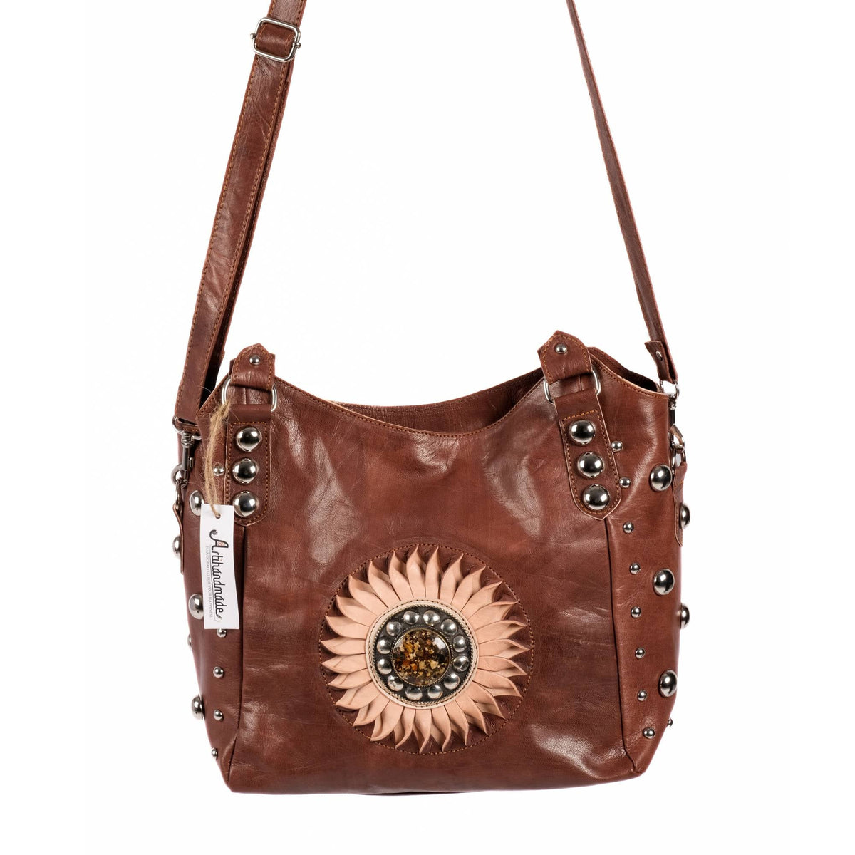 The Sun Leather Tote Bag - Brown, Natural, Cognac