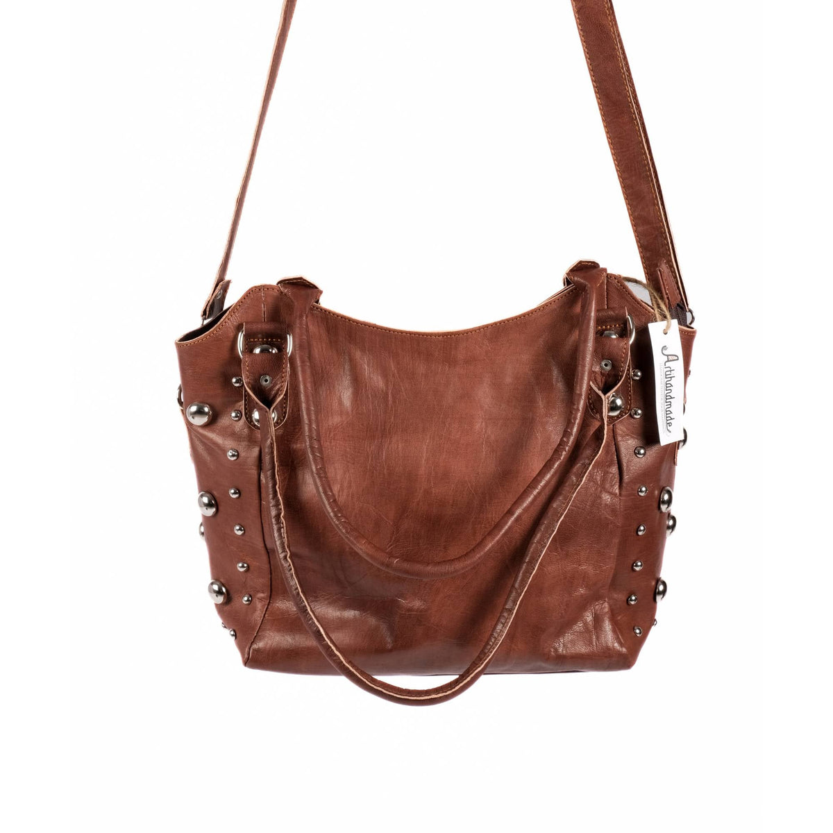 The Sun Leather Tote Bag - Brown, Natural, Cognac