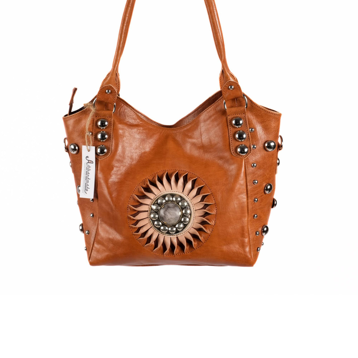 The Sun Leather Tote Bag Cognac