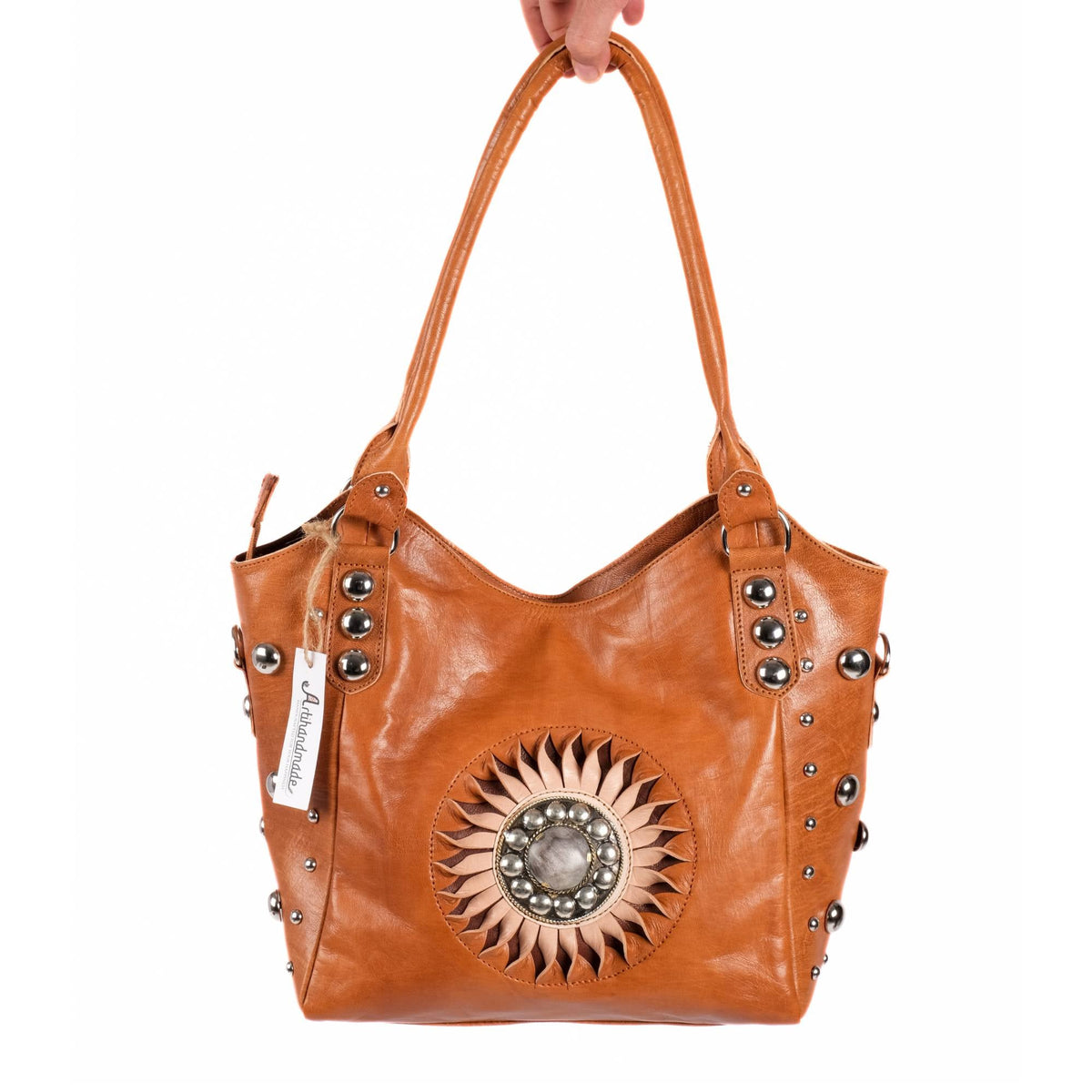 The Sun Leather Tote Bag Cognac