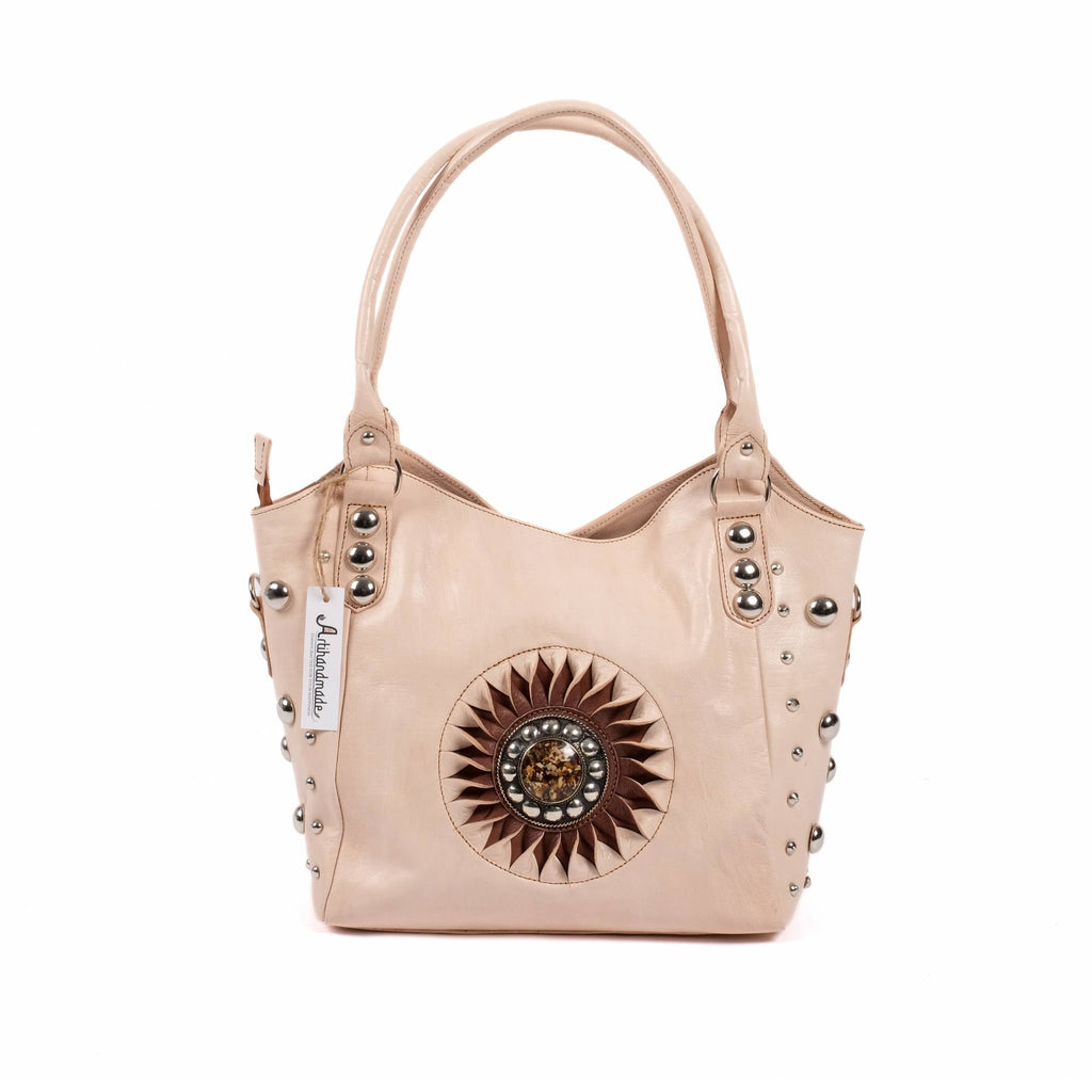 The Sun Leather Tote Bag - Brown, Natural, Cognac
