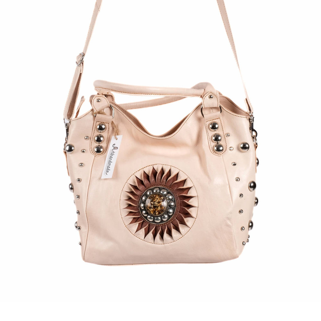 The Sun Leather Tote Bag - Brown, Natural, Cognac