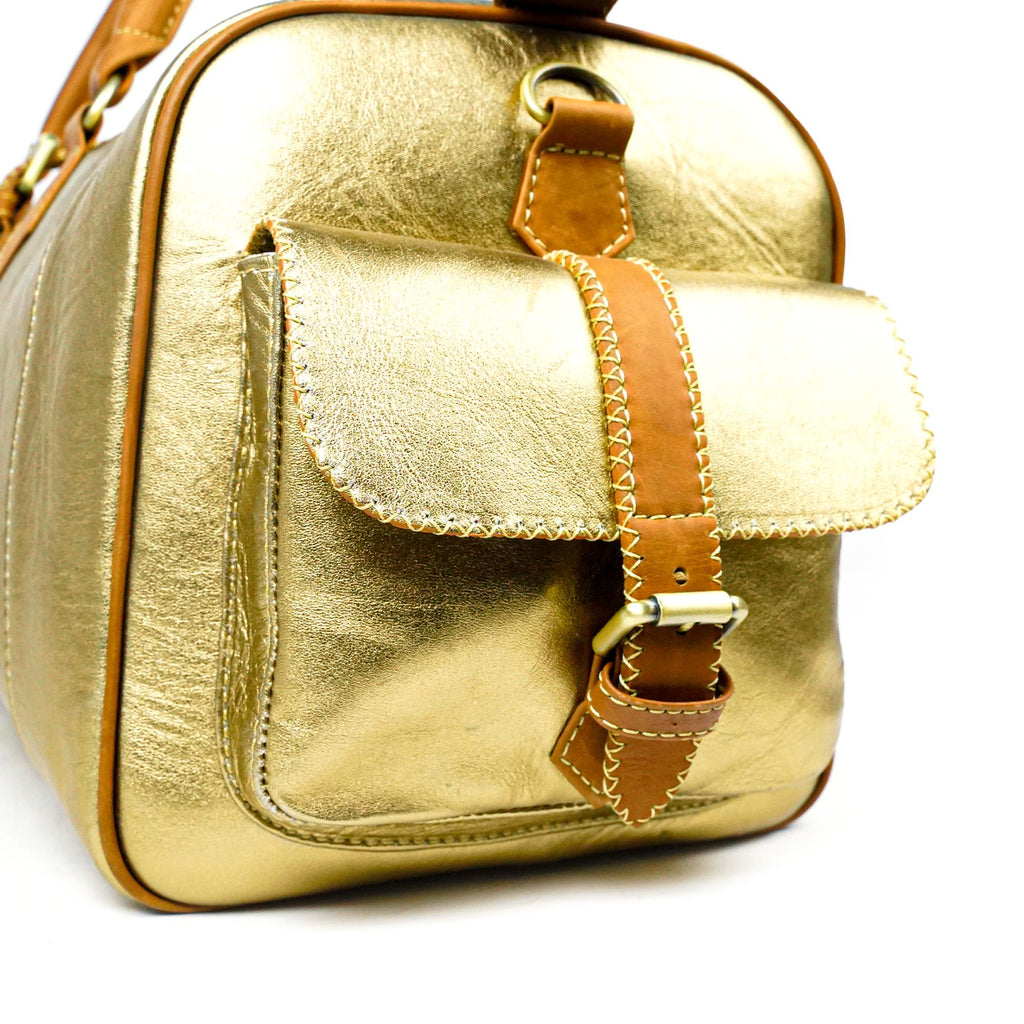 Hand Stitched Vintage Bumblebee Travel Leather Bag