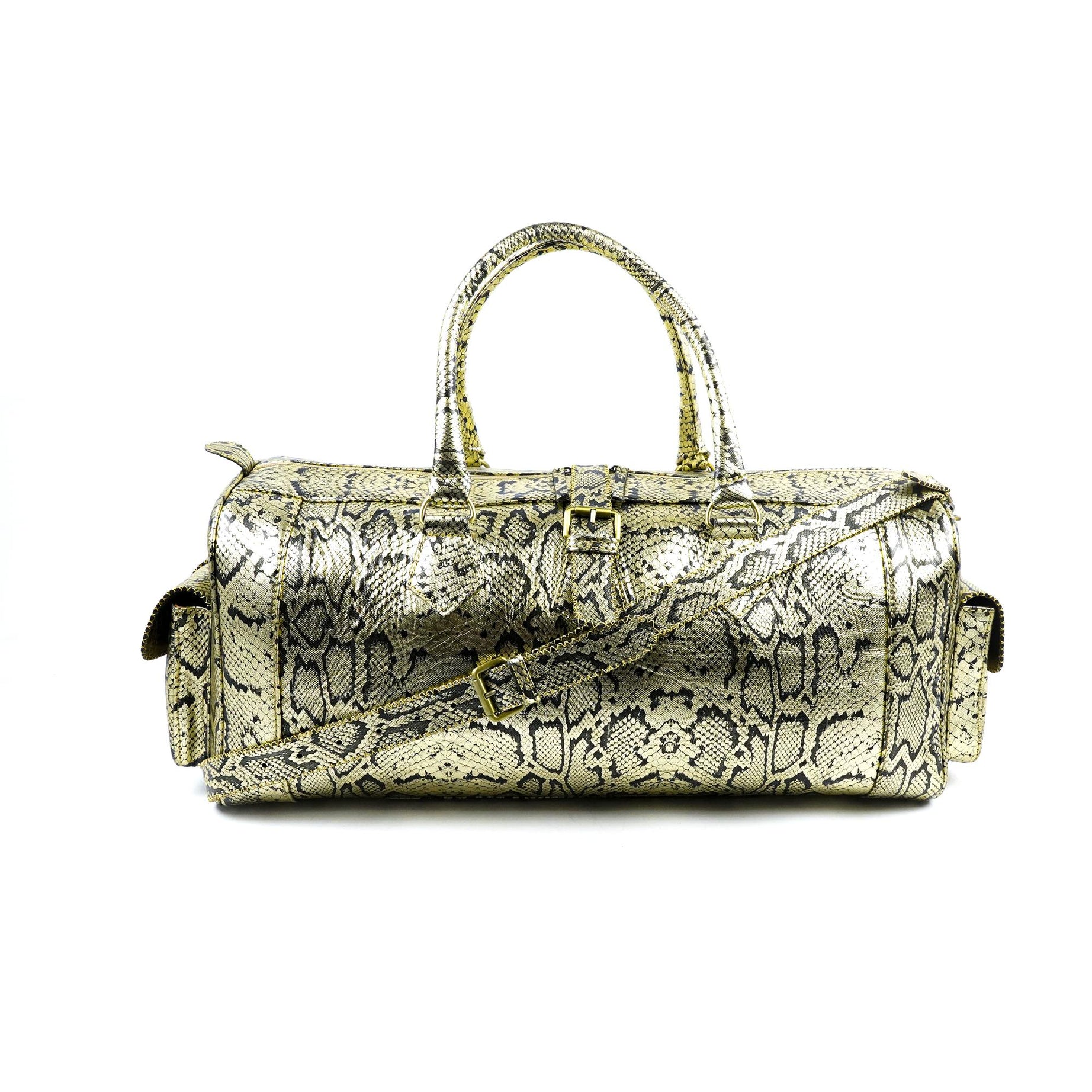 Hand Stitched Vintage Python Travel Leather Bag