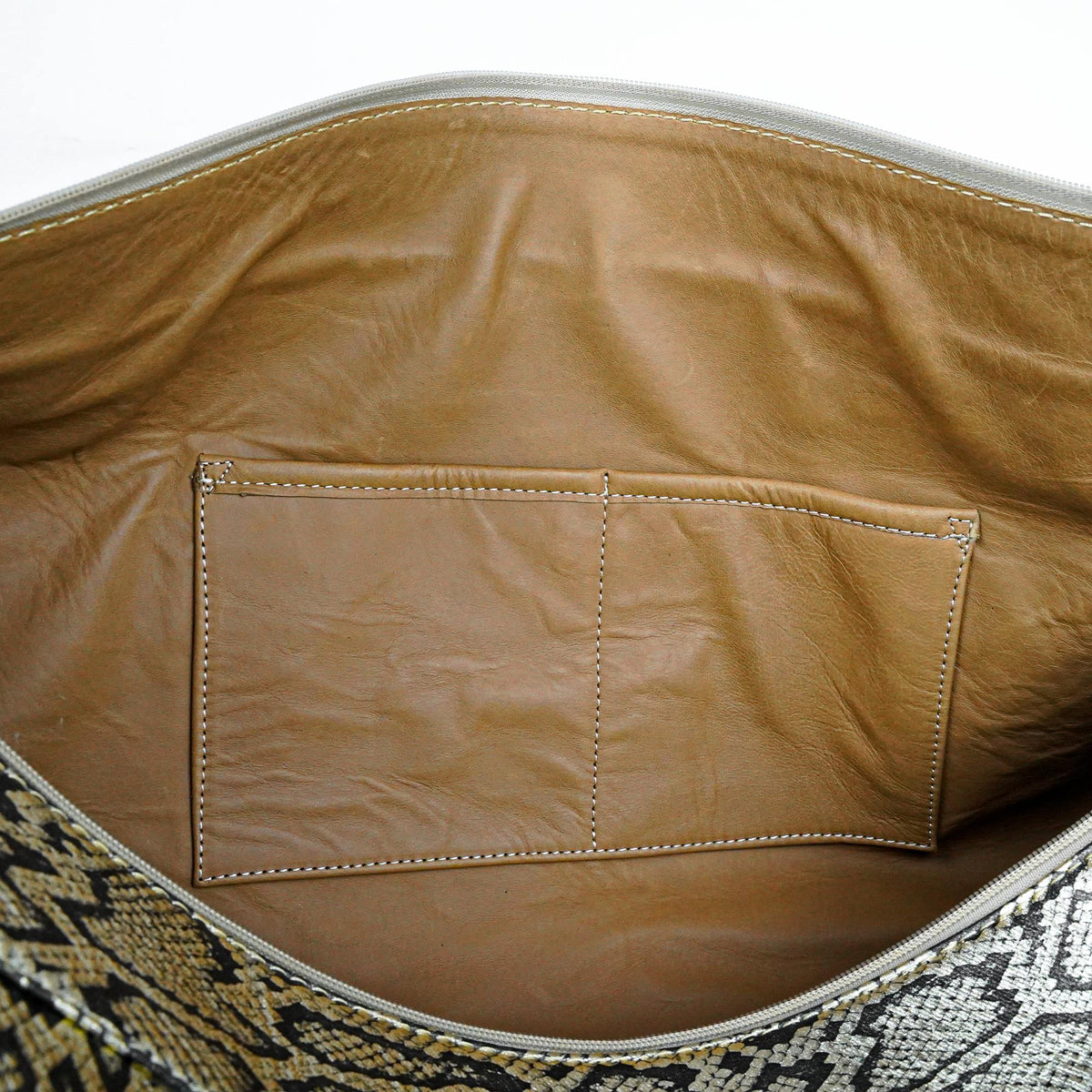 Hand Stitched Vintage Python Travel Leather Bag