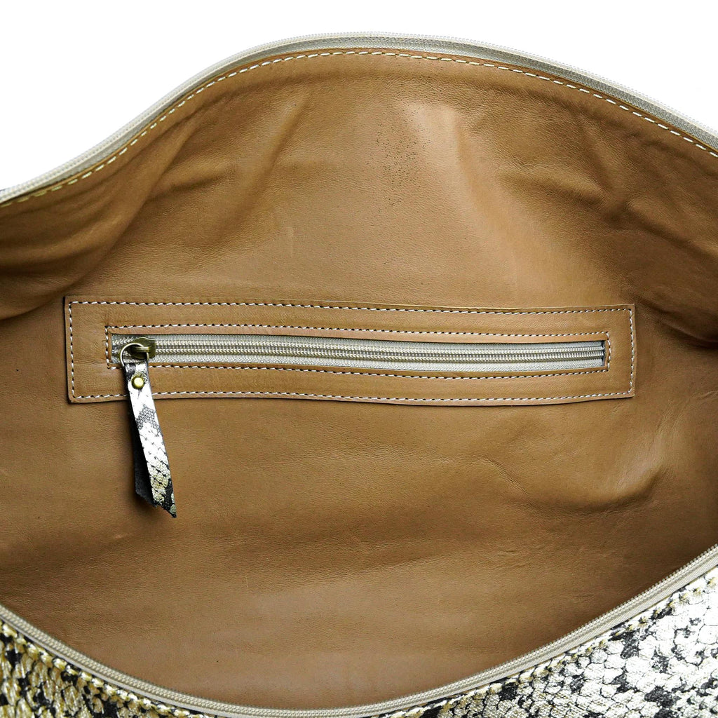 Hand Stitched Vintage Python Travel Leather Bag