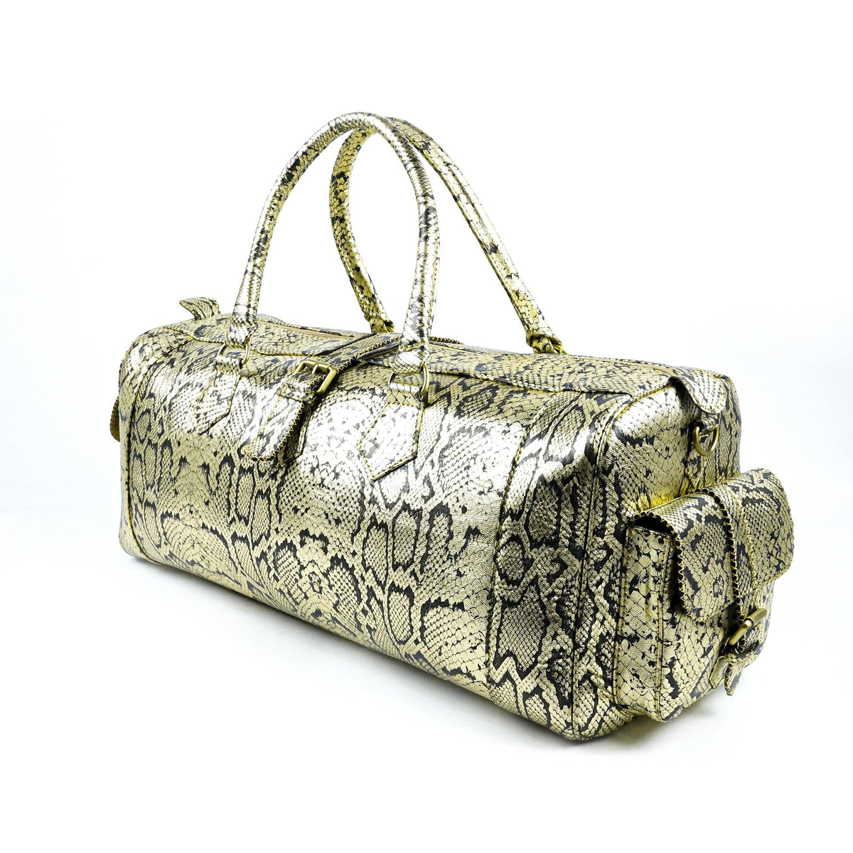 Hand Stitched Vintage Python Travel Leather Bag