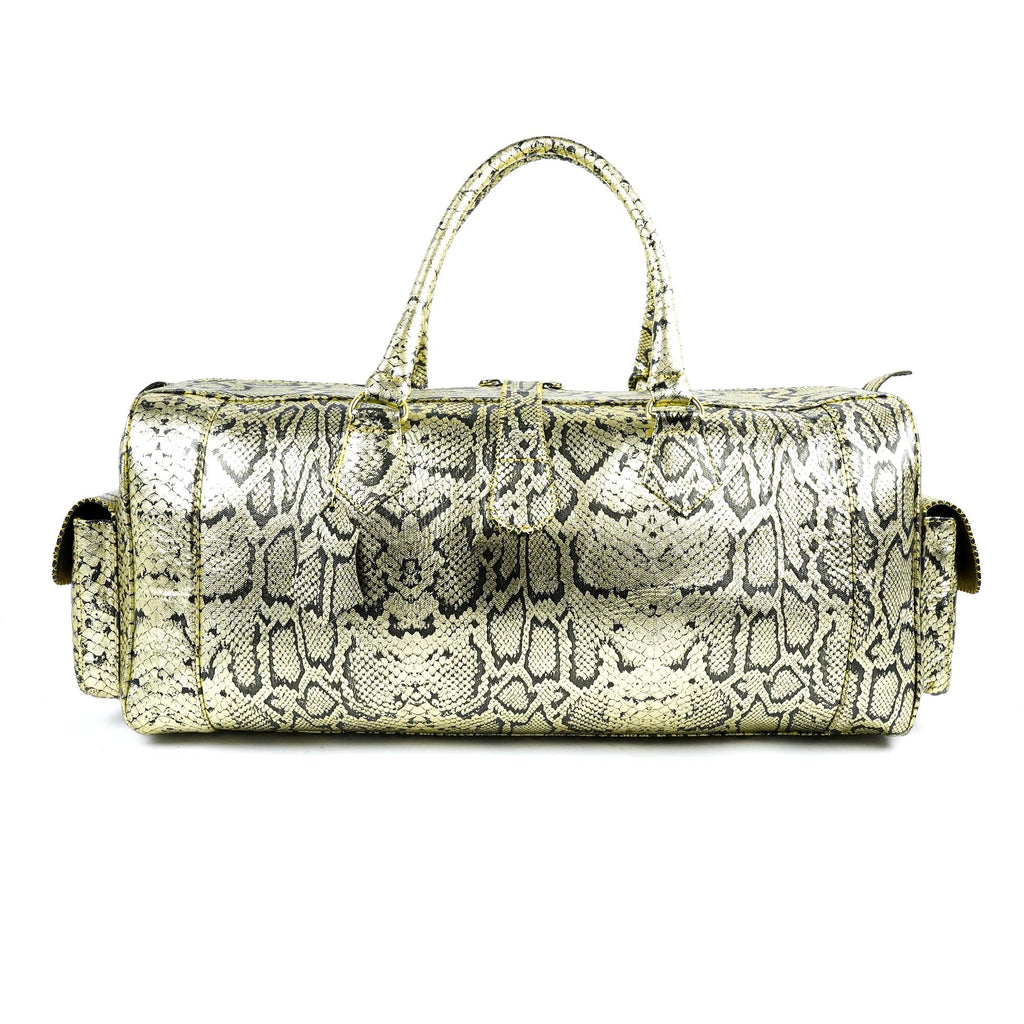 Hand Stitched Vintage Python Travel Leather Bag