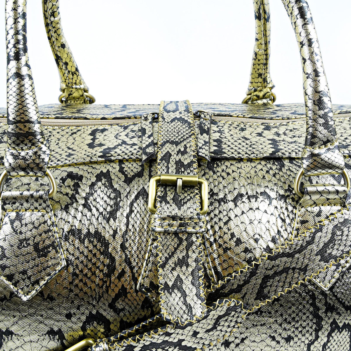 Hand Stitched Vintage Python Travel Leather Bag