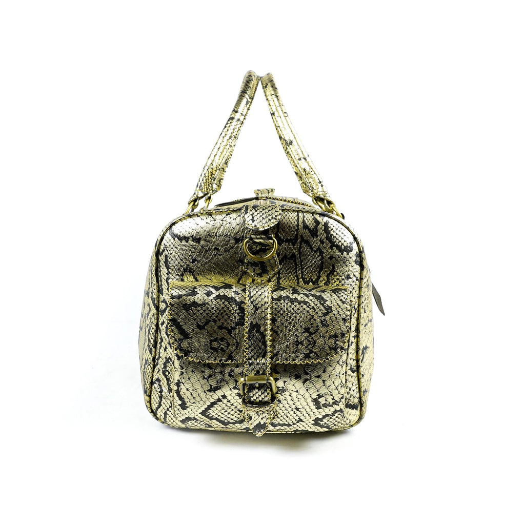 Hand Stitched Vintage Python Travel Leather Bag