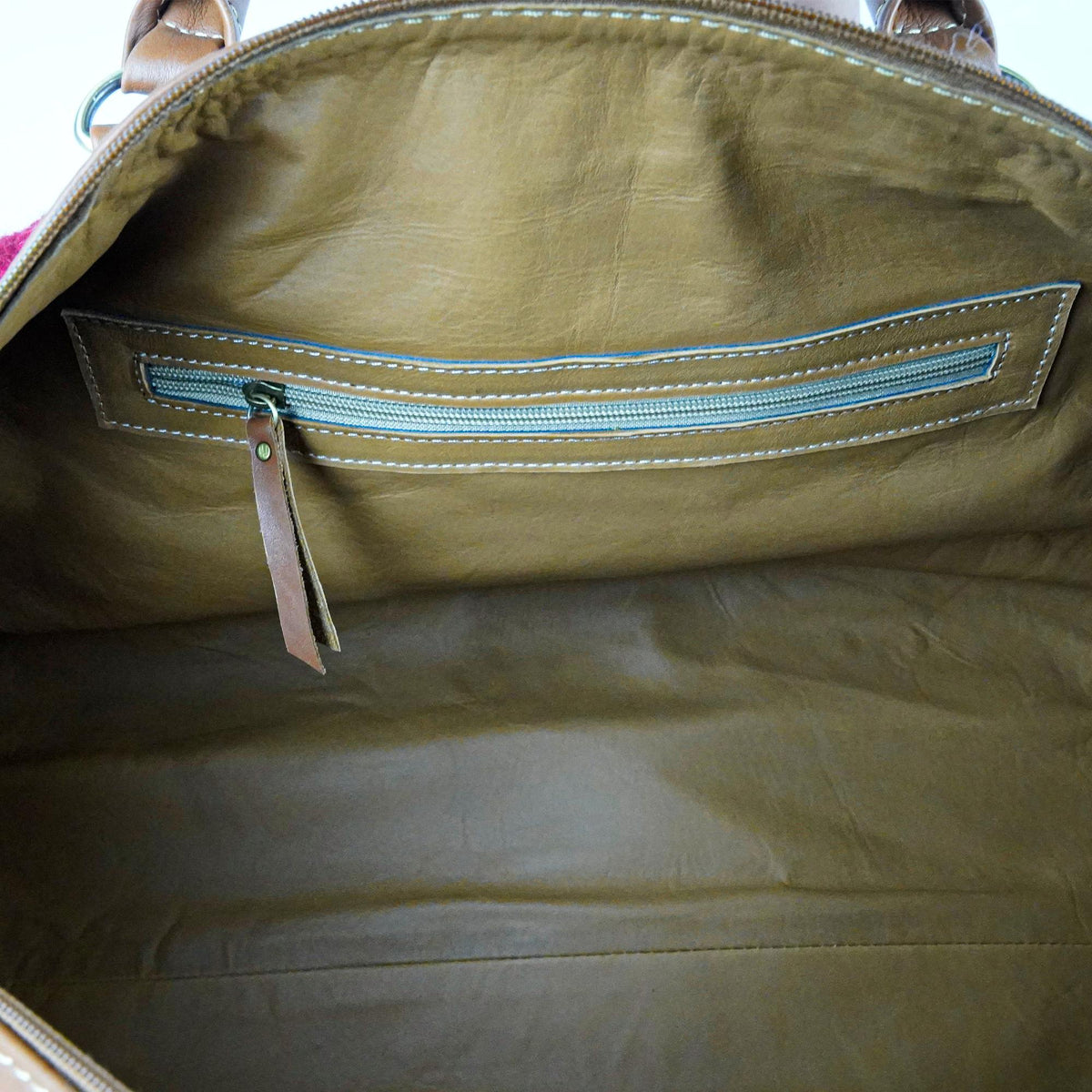 Hand Stitched Vintage Kilim Travel Leather Bag