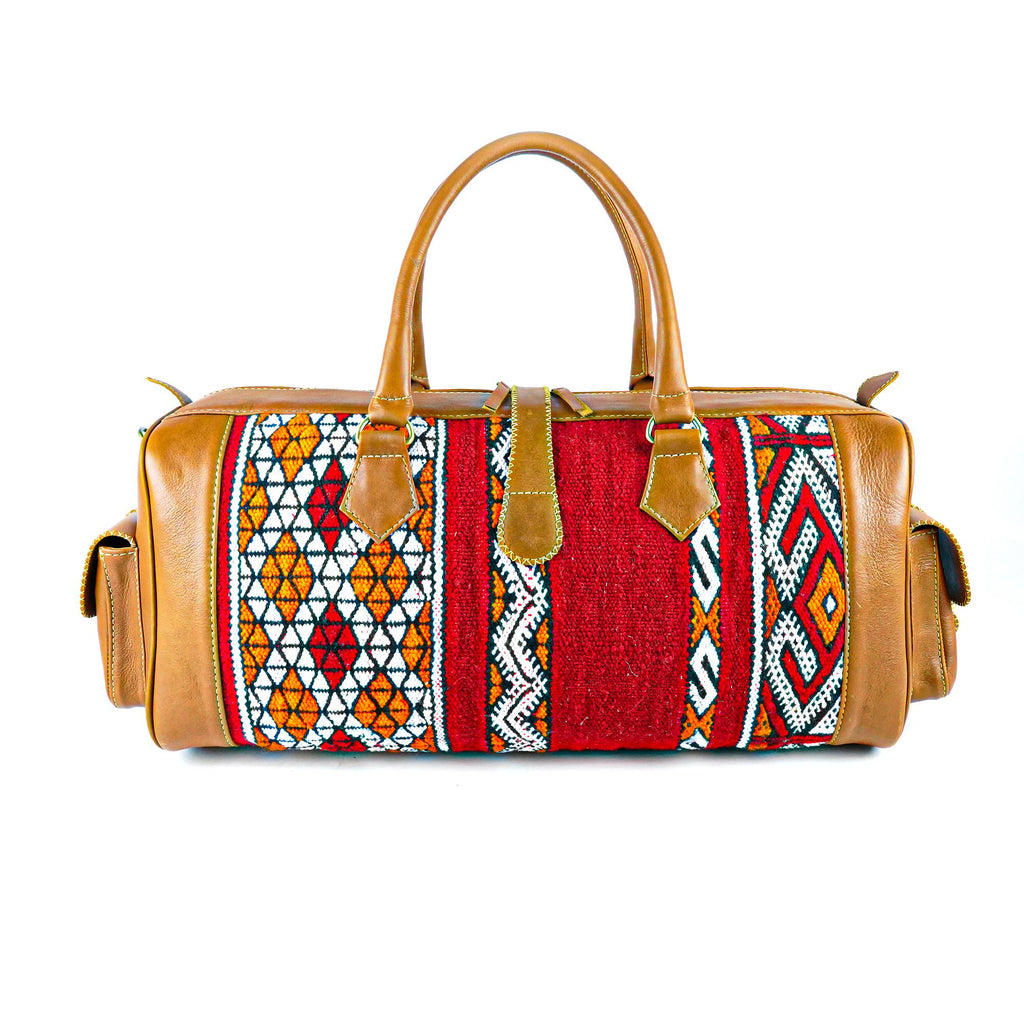 Hand Stitched Vintage Kilim Travel Leather Bag
