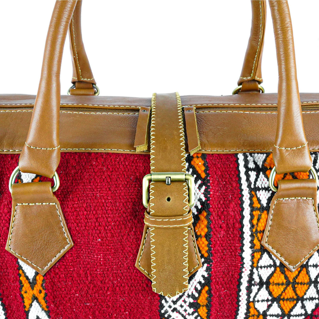 Hand Stitched Vintage Kilim Travel Leather Bag