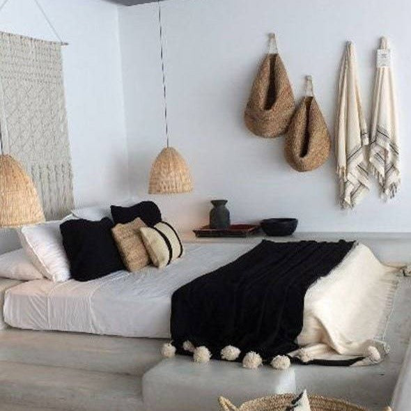Handmade Moroccan Blanket Throw Black - artihandmade