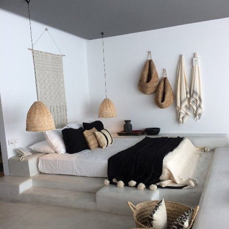 Handmade Moroccan Blanket Throw Black - artihandmade