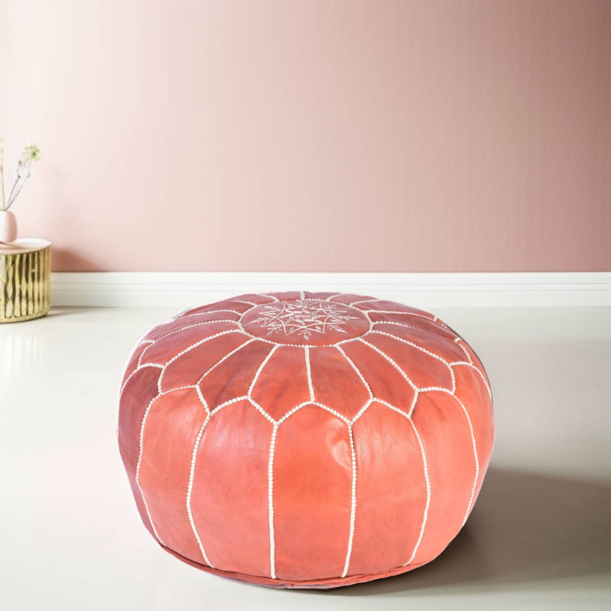 ottoman leather pouf