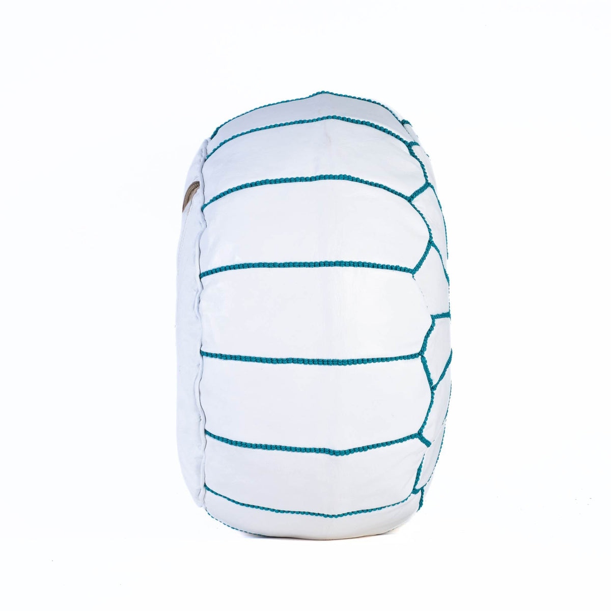 Hand-stitched Embroidery Genuine Leather Ottoman Pouf - Blue Sky