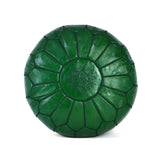 Hand-stitched Embroidery Genuine Leather Ottoman Pouf - Dark Green