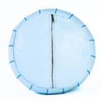 Hand-stitched Embroidery Genuine Leather Ottoman Pouf - White Turquoise