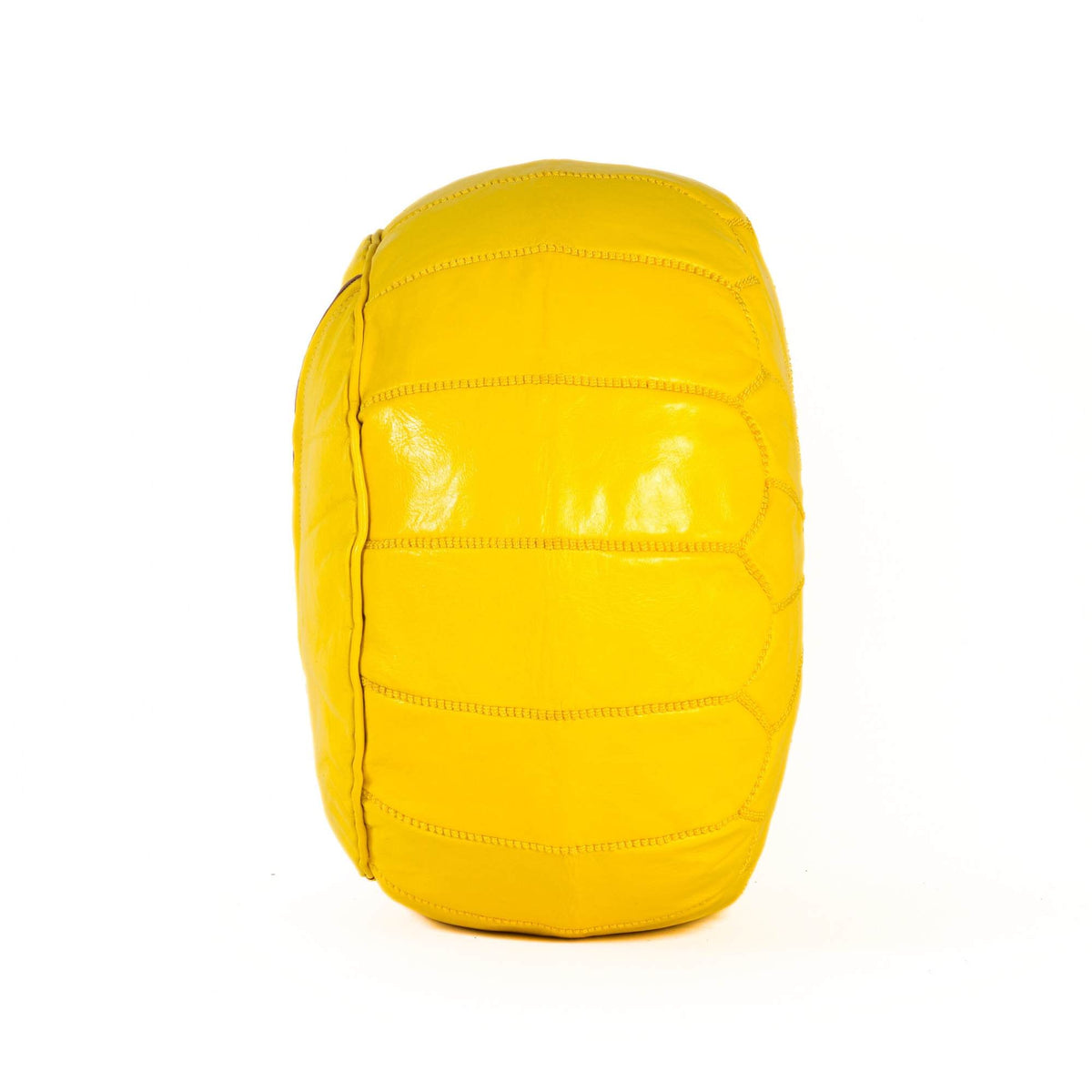 Hand-stitched Embroidery Genuine Leather Ottoman Pouf - Yellow
