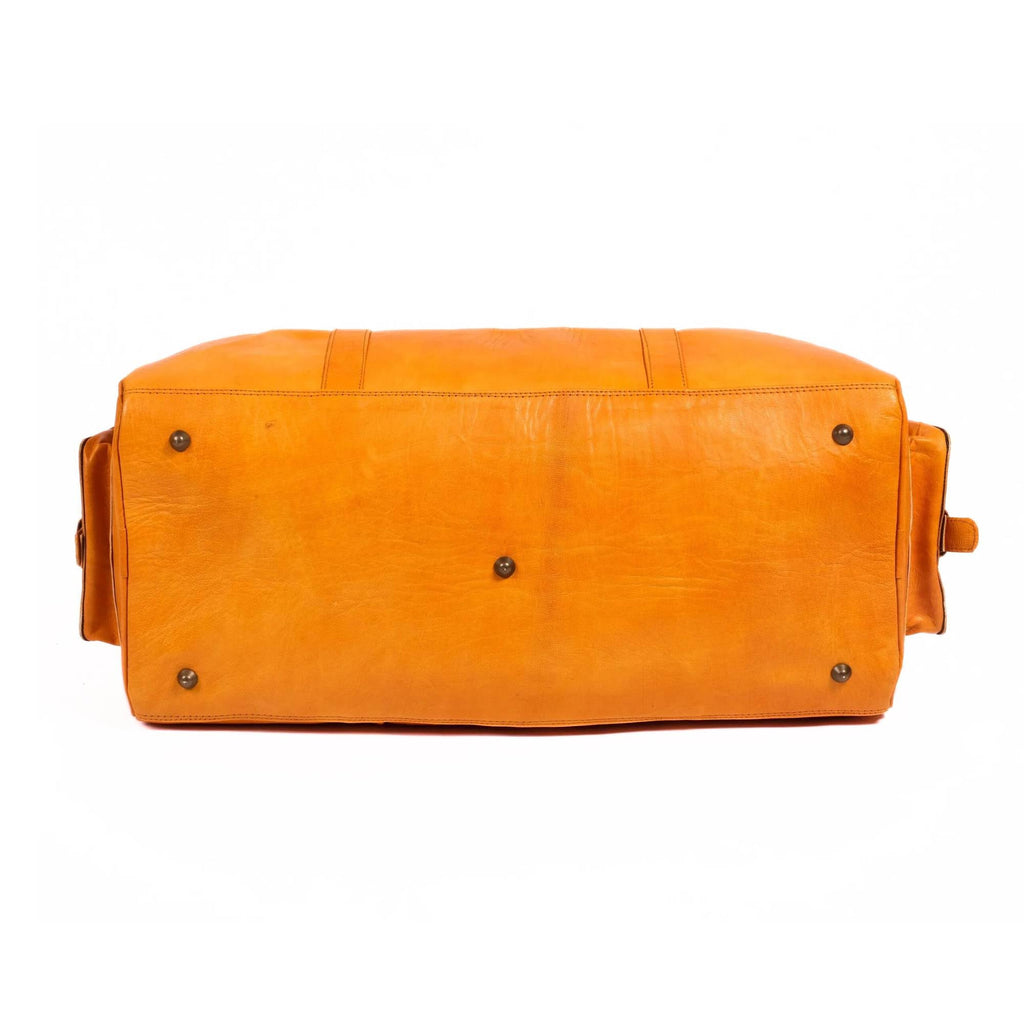 Leather Duffel Bag, Weekender Mustard Leather Travel Bag