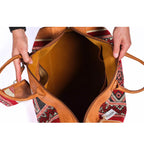 Leather Kilim Travel Bag With Wallet - Cognac And Almond Leather