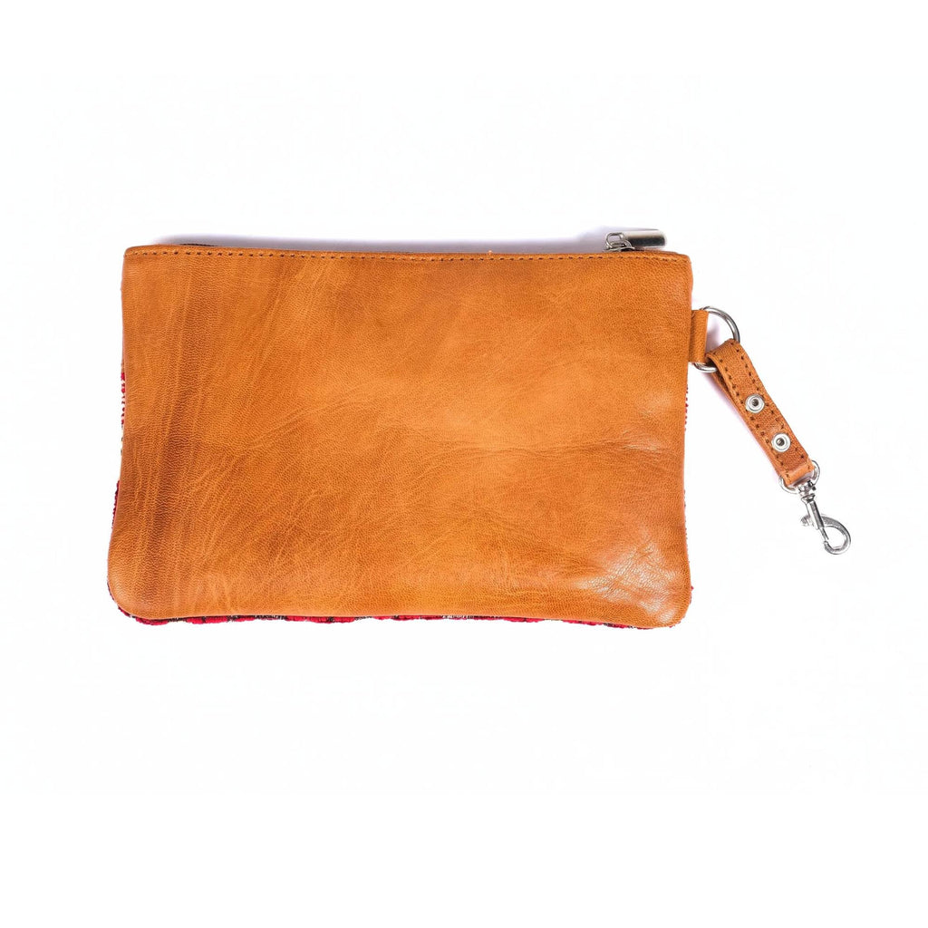 Leather Kilim Travel Bag With Wallet - Cognac And Almond Leather