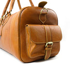 Hand Stitched Vintage Cognac Travel Leather Bag