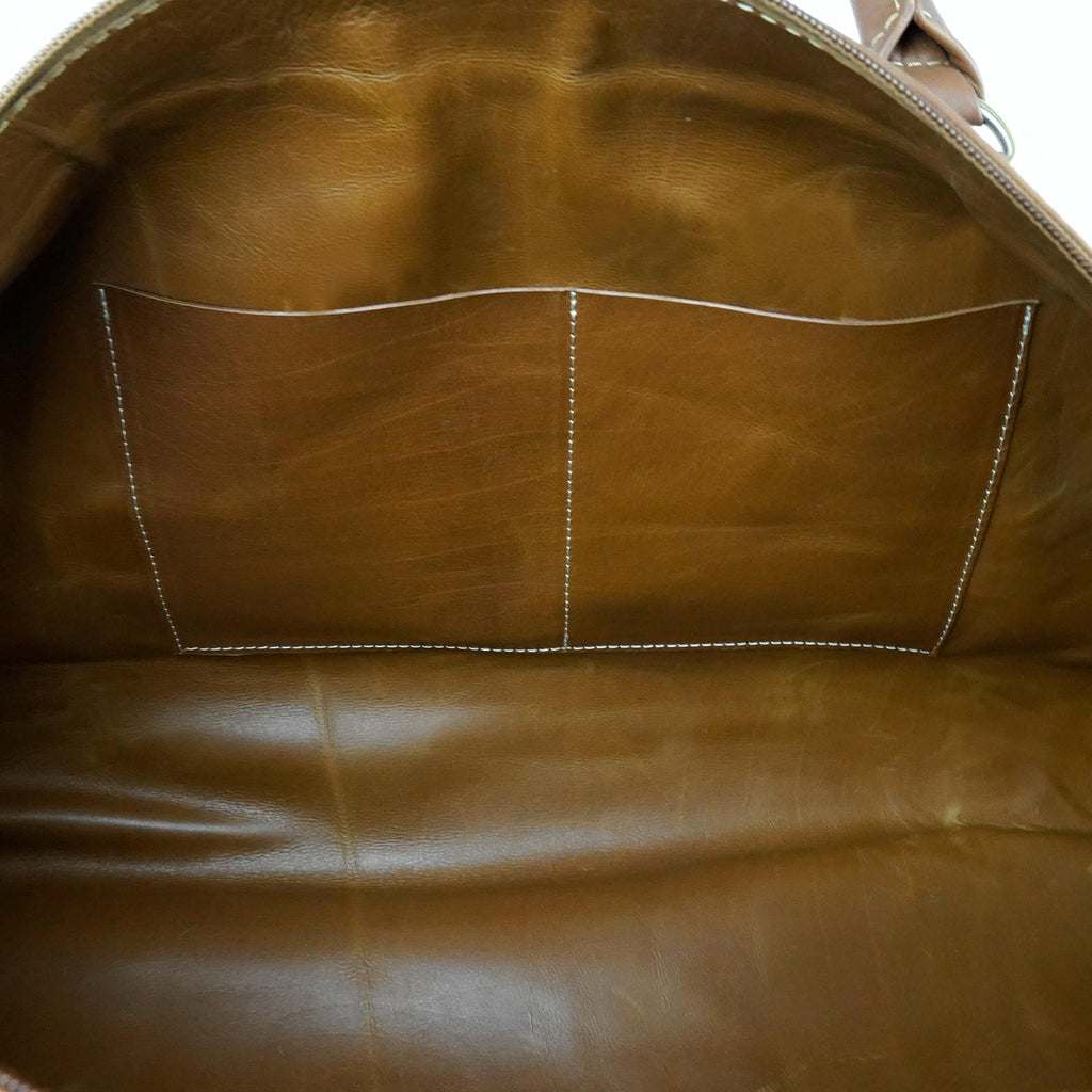 Hand Stitched Vintage Cognac Travel Leather Bag
