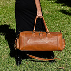 Hand Stitched Vintage Cognac Travel Leather Bag