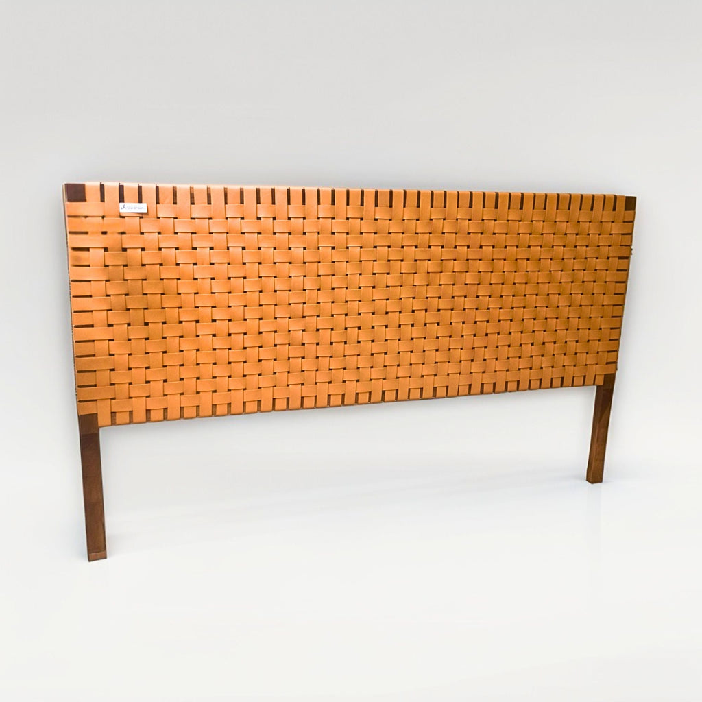 Leather Headboard - Walnut Wood Frame, side View