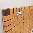 Elegant leather Headboard with Walnut Accents, Side View