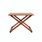 Handcrafted Brown Wood Stool With Brown Leather Cushions
