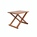 Handcrafted Brown Wood Stool With Brown Leather Cushions