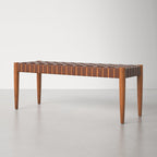 Customizable Woven Leather Strap Bench