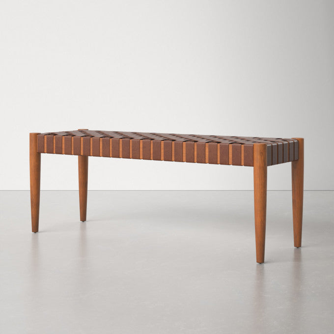 Customizable Woven Leather Strap Bench