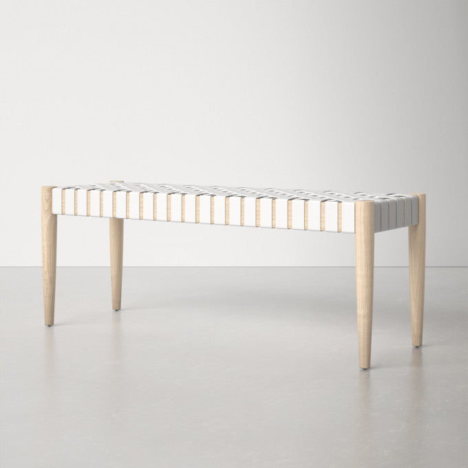 Customizable Woven Leather Strap Bench