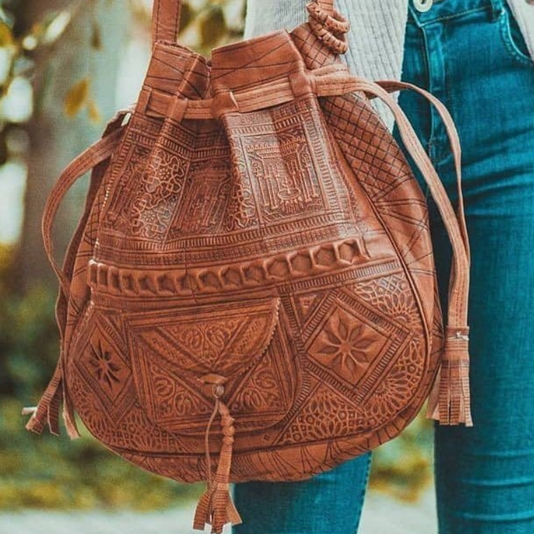 Handmade moroccan Boho Soulder Bag Brown - artihandmade