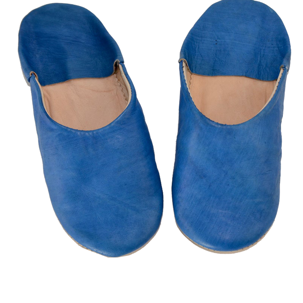 Moroccan Leather Slipper royal blue color - marrakechcraft