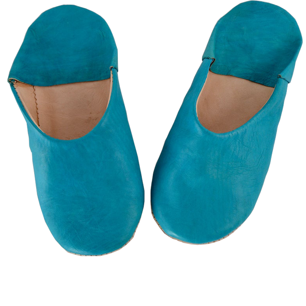 Moroccan Leather Slipper Turquoise Color - marrakechcraft