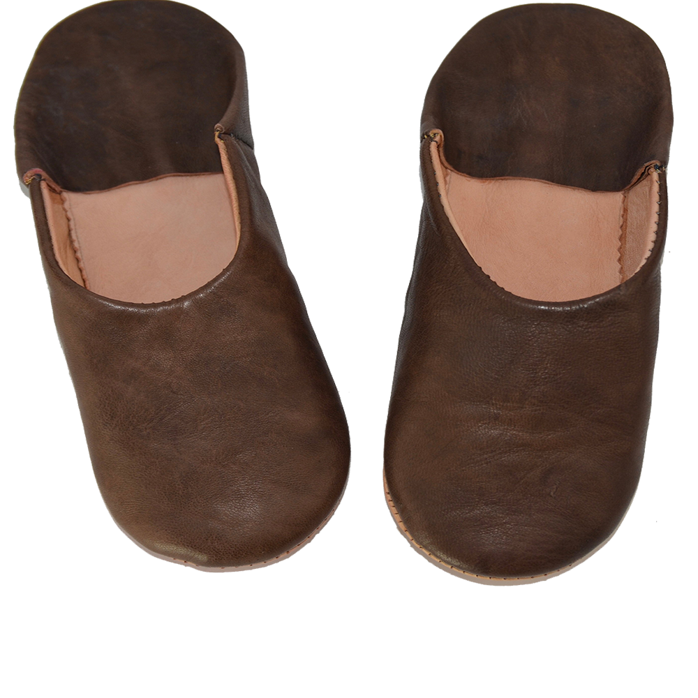 Moroccan Leather Slipper Brown Color - marrakechcraft