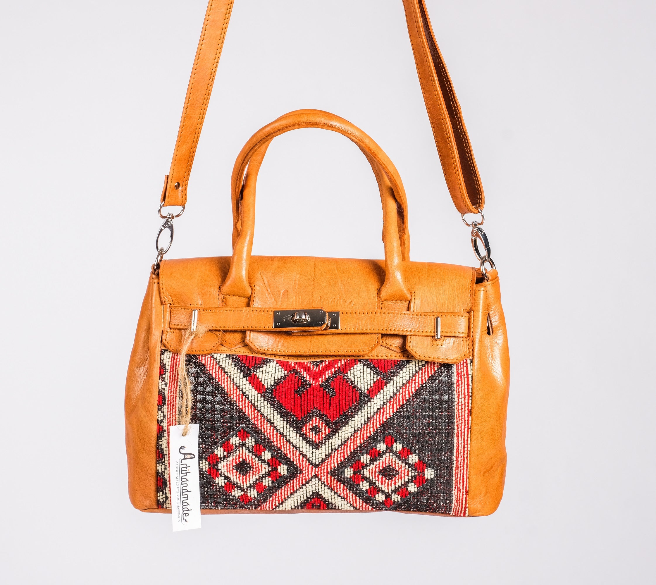 Kinza Handmade Turkish Kilim-Leather Women's Boho Bag