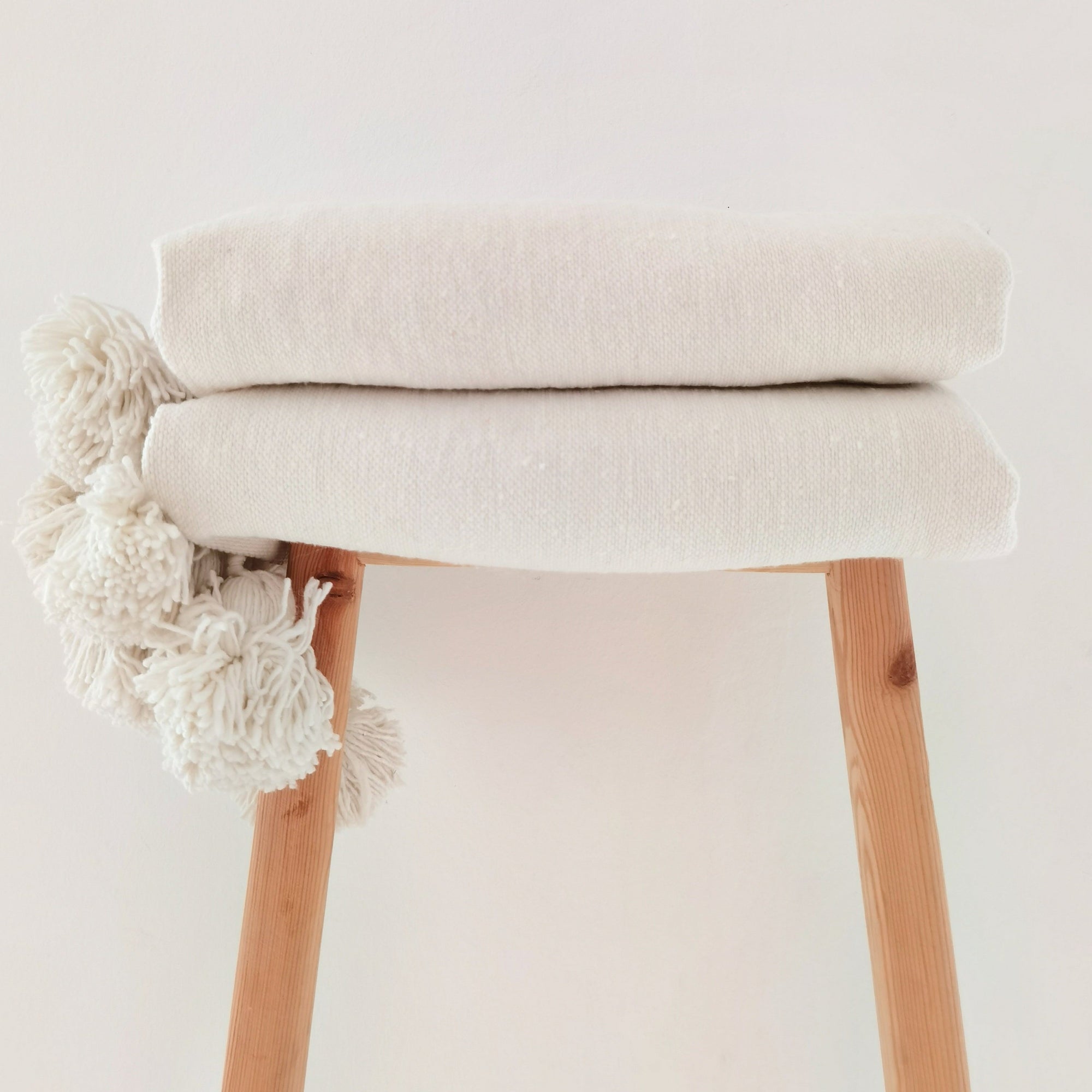 Handmade Moroccan Blanket Throw White - artihandmade